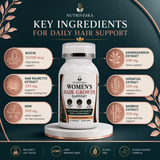 Nutriveska Women’s Hair Growth Support with biotin, saw palmetto, MSM, ashwagandha, horsetail, and bamboo extract