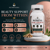 Nutriveska Women’s Hair Growth Support with biotin, saw palmetto, MSM, and ashwagandha for stronger, thicker-looking hair and scalp support